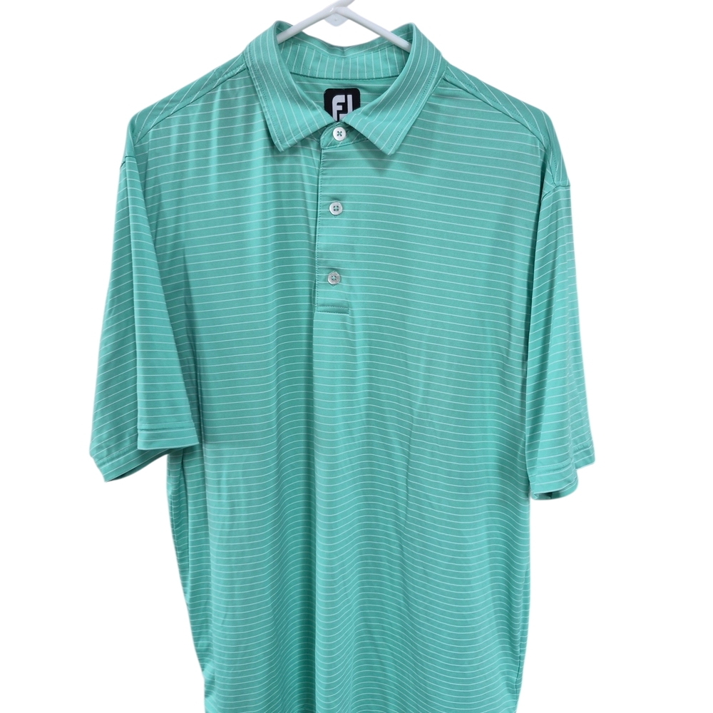 FootJoy Mint Green/ White Striped Golf Polo, Large